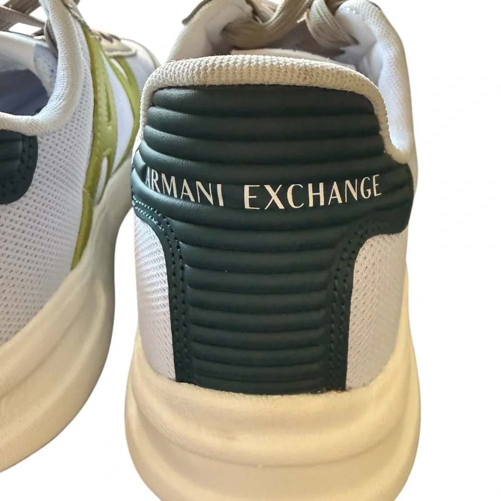 Armani Exchange XUX071 XV527 Sneakers White Green Low Top Men’s 8 Design